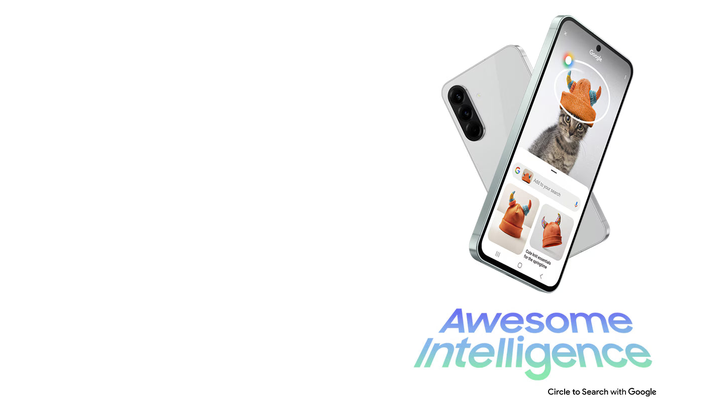 Samsung Galaxy A56 5G mostrando la función Circle to Search con Google y diseño en color Black, resaltando la inteligencia avanzada del dispositivo.