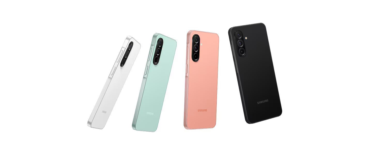 Vista lateral del Samsung Galaxy A26 5G  con marco estilizado